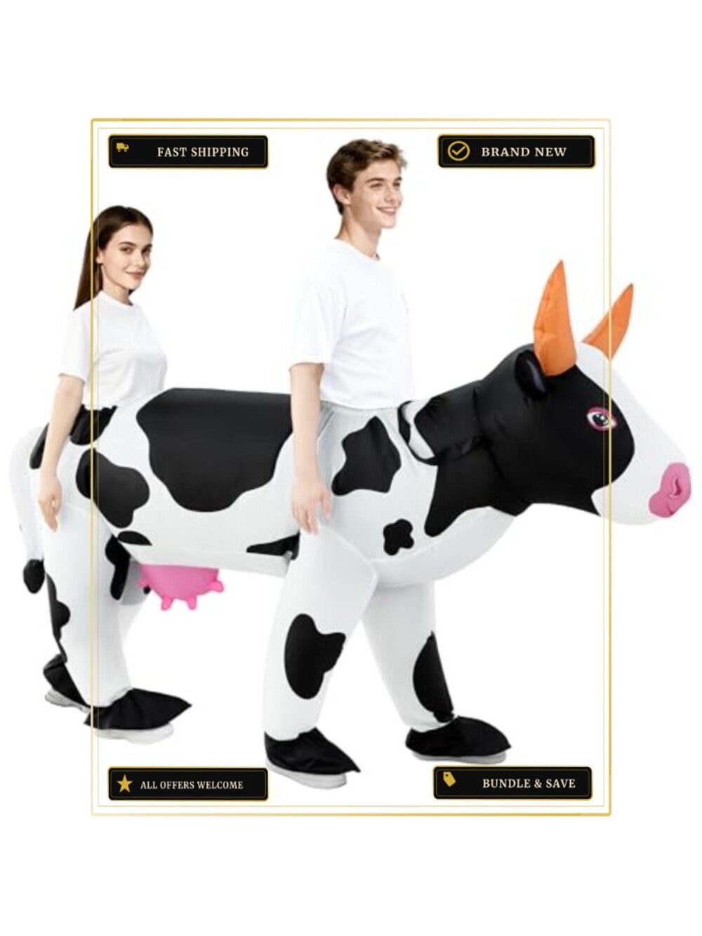 Inflatable Cow Costume 2 Person Adult Halloween Blow Up Cosplay